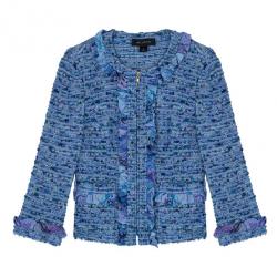 Pre Owned St. John Blue Tweed Skirt Suit S