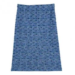 Pre Owned St. John Blue Tweed Skirt Suit S
