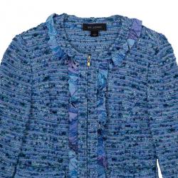 Pre Owned St. John Blue Tweed Skirt Suit S