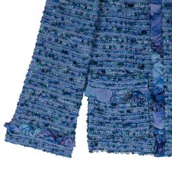 Pre Owned St. John Blue Tweed Skirt Suit S