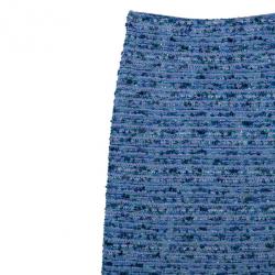 Pre Owned St. John Blue Tweed Skirt Suit S