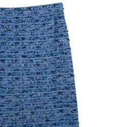 Pre Owned St. John Blue Tweed Skirt Suit S