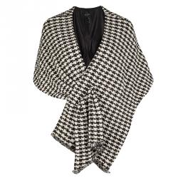 St. John Textured Houndstooth Pattern Asymmetric Twist Front Shrug M/L