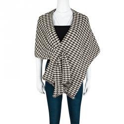 St. John Textured Houndstooth Pattern Asymmetric Twist Front Shrug M/L