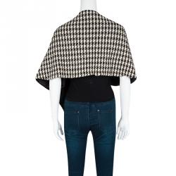St. John Textured Houndstooth Pattern Asymmetric Twist Front Shrug M/L