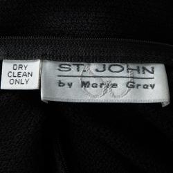 St. John Black Knit Embellished Sleeveless Dress L