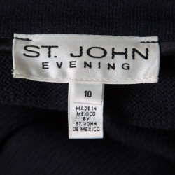St. John Evening Navy Blue Wool Embellished Heart Buttoned Cardigan L
