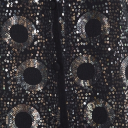Pre Owned St. John Black Silk and Cashmere Knit Sequin Embellished Cardigan L