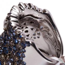 Stefan Hafner Fancy Sapphire and Diamond 18K White Gold Band Ring Size 54