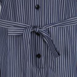 Pre Owned Stella McCartney Navy Blue Striped Cotton Belted Jumpsuit M