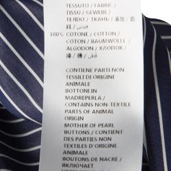 Pre Owned Stella McCartney Navy Blue Striped Cotton Belted Jumpsuit M