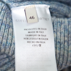 Pre Owned Stella McCartney Mottled Blue Wool and Mohair Blend Rib Knit Turtleneck Sweater L