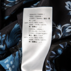 Pre Owned Stella McCartney Black and Blue Floral Printed Silk Belted Natalia Jumpsuit S