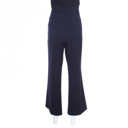 Pre Owned Stella McCartney Navy Blue Wool Cropped Eden Kick Pants L