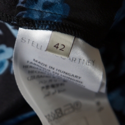 Pre Owned Stella McCartney Black and Blue Floral Printed Silk Belted Natalia Jumpsuit M