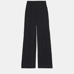 Black Patterned Knit Wide Leg Pants M (IT