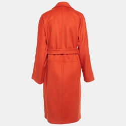 Pre Owned Stella McCartney Orange Wool Double Breasted Trench Coat S