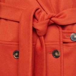 Pre Owned Stella McCartney Orange Wool Double Breasted Trench Coat S