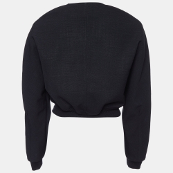 Pre Owned Stella McCartney Black Wool Zip Front Cropped Jacket S