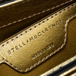 Pre Owned Stella McCartney Metallic Gold Wicker Faux Leather Medium Falabella Box Shoulder Bag  