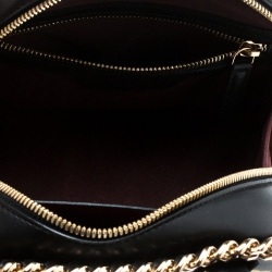 Pre Owned Stella McCartney Black Leather Tiny Hawallan Embroidered Top Handle Shoulder Bag