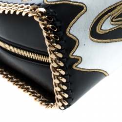 Pre Owned Stella McCartney Black Leather Tiny Hawallan Embroidered Top Handle Shoulder Bag