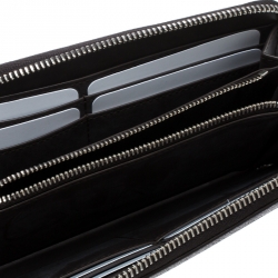 Pre Owned Stella McCartney Metallic Black Faux Leather Stars Zip Around Wallet