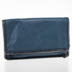 مملوكة مسبقًا Stella McCartney Blue Falabella Shaggy Deer Foldover Clutch