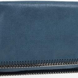 مملوكة مسبقًا Stella McCartney Blue Falabella Shaggy Deer Foldover Clutch