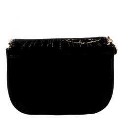Pre Owned Stella McCartney Black Velvet Volcano Embroidered Mini Falabella Shoulder Bag