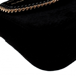 Pre Owned Stella McCartney Black Velvet Volcano Embroidered Mini Falabella Shoulder Bag