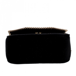 Pre Owned Stella McCartney Black Velvet Volcano Embroidered Mini Falabella Shoulder Bag