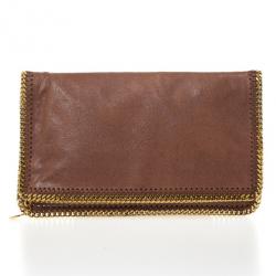 مملوكة مسبقًا Stella McCartney Brown Falabella Shaggy Deer Fold Over Clutch 