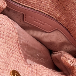 Pre Owned Stella McCartney Pink Woven Raffia Tiny Falabella Tote