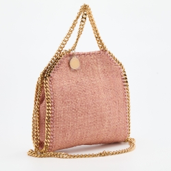 Pre Owned Stella McCartney Pink Woven Raffia Tiny Falabella Tote