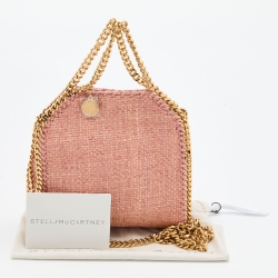 Pre Owned Stella McCartney Pink Woven Raffia Tiny Falabella Tote