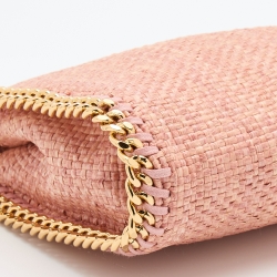 Pre Owned Stella McCartney Pink Woven Raffia Tiny Falabella Tote