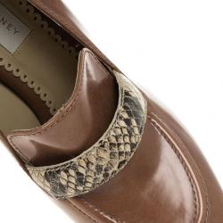 مملوكة مسبقًا Stella McCartney Brown Faux Leather Python Effect Mary Platform Loafer Pumps Size 39