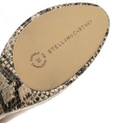 مملوكة مسبقًا Stella McCartney Brown Faux Leather Python Effect Mary Platform Loafer Pumps Size 39