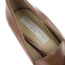 مملوكة مسبقًا Stella McCartney Brown Faux Leather Python Effect Mary Platform Loafer Pumps Size 39