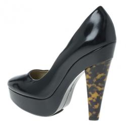 مملوكة مسبقًا Stella McCartney Black Leather Corinne Platform Pumps Size 39