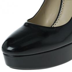 مملوكة مسبقًا Stella McCartney Black Leather Corinne Platform Pumps Size 39