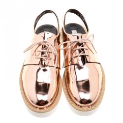 Pre Owned Stella McCartney Metallic Bronze Faux Leather Odette Slingback Derby Size 40