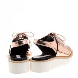 Pre Owned Stella McCartney Metallic Bronze Faux Leather Odette Slingback Derby Size 40