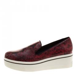مملوكة مسبقًا Stella McCartney Two Tone Faux Python Creeper Platform Loafers Size 40
