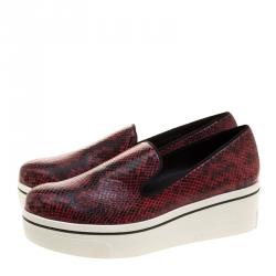 مملوكة مسبقًا Stella McCartney Two Tone Faux Python Creeper Platform Loafers Size 40
