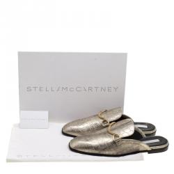 Pre Owned Stella McCartney Metallic Faux Croc Effect Leather Slip On Loafers Size 40