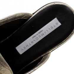 مملوكة مسبقًا Stella McCartney Metallic Faux Croc Effect Leather Slip On Loafers Size 37.5