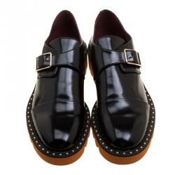 مملوكة مسبقًا Stella McCartney Black Faux Leather Odette Loafers Size 39