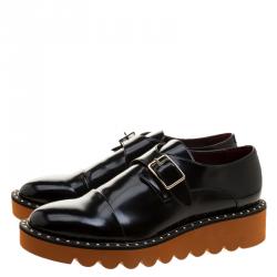 مملوكة مسبقًا Stella McCartney Black Faux Leather Odette Loafers Size 39